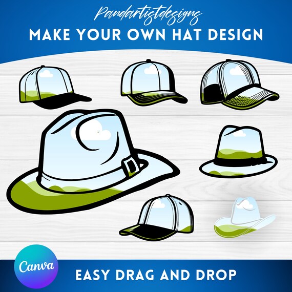 Add Your Own Pattern Hat Cap Design on CANVA With Easy Drag and Drop  Template Canva Frames Bundle Create Sublimation Designs Sport Png - Etsy