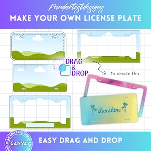 Make your own Car License Plate on CANVA, Easy Drag and Drop, Editable, Canva Frame Template, POD Tools, Blank License Plate PNG