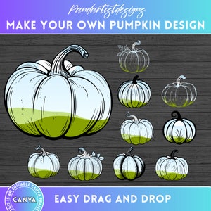 Pumpkins Canva Frames Bundle - Drag and Drop - Fall Halloween Spooky Season - Editable Canva Template Sublimation PNG - Autumn Boho Clipart