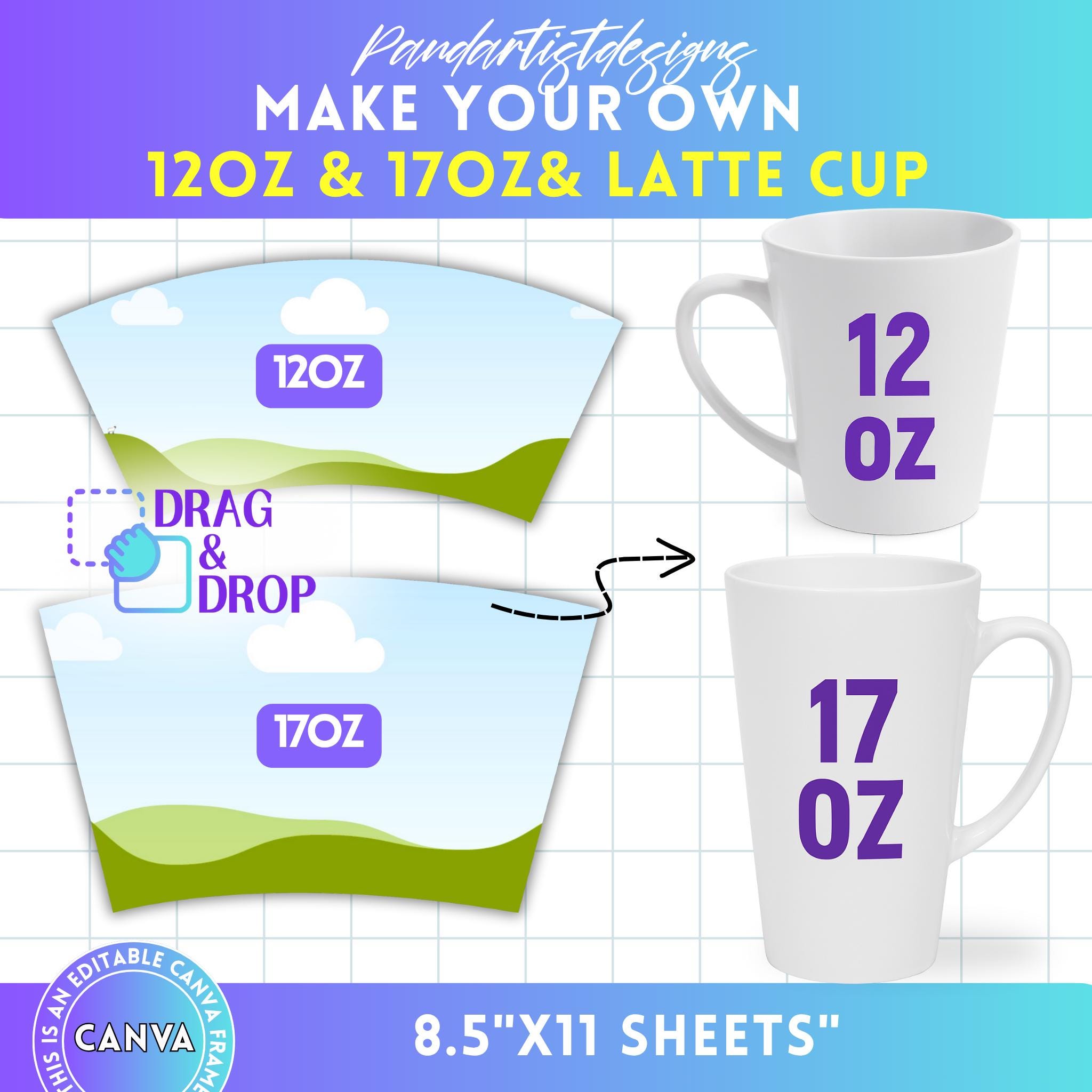 17 Oz Latte Mug Template - Etsy