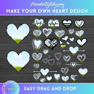 Mega Bundle Hearts Canva Frames - Drag and Drop - Valentines Hearts Design PNG - Doodle Love Clipart - Sublimation Designs -Boho Heart Arrow
