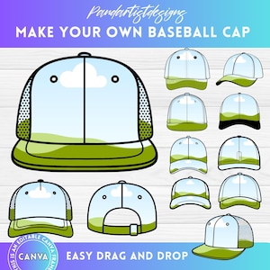 Baseball Cap Canva Frame Bundle with Easy Drag and Drop - Sport Hat Caps Png - Mom Life - Add your Own Pattern - Create Sublimation Designs
