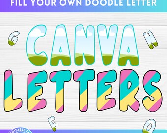 Llena tus propias letras mayúsculas Doodle en CANVA con arrastrar y soltar Alfabeto rellenable Alfabeto Fuente Letras PNG Diseño de marco de Canva editable