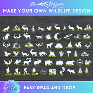 Wildlife Animals and Mountains Forest Canva Frames Bundle - Drag and Drop - Hiking Camping Outdoors Adventure Bear Sublimation Design PNG