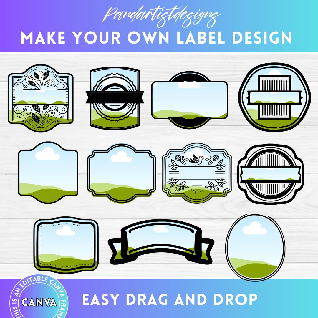 Make Your Own Retro Label Design on CANVA - Canva Frames Bundle - Easy ...