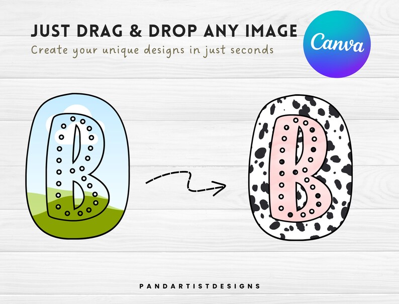 Fill your own Dalmatian Dots Letters & Number - Canva Frame - Drag and Drop - Sublimation Design Digital Alphabet Png Doodle Dalmatian Spots image 6