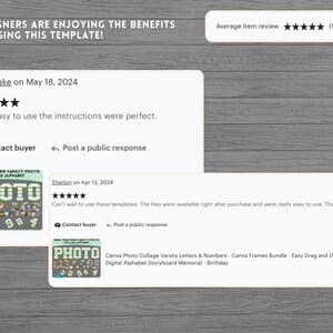 Canva Photo Collage Varsity Letters & Numbers - Canva Frames Bundle - Easy Drag and Drop - Digital Alphabet Storyboard Memorial - Birthday image 8
