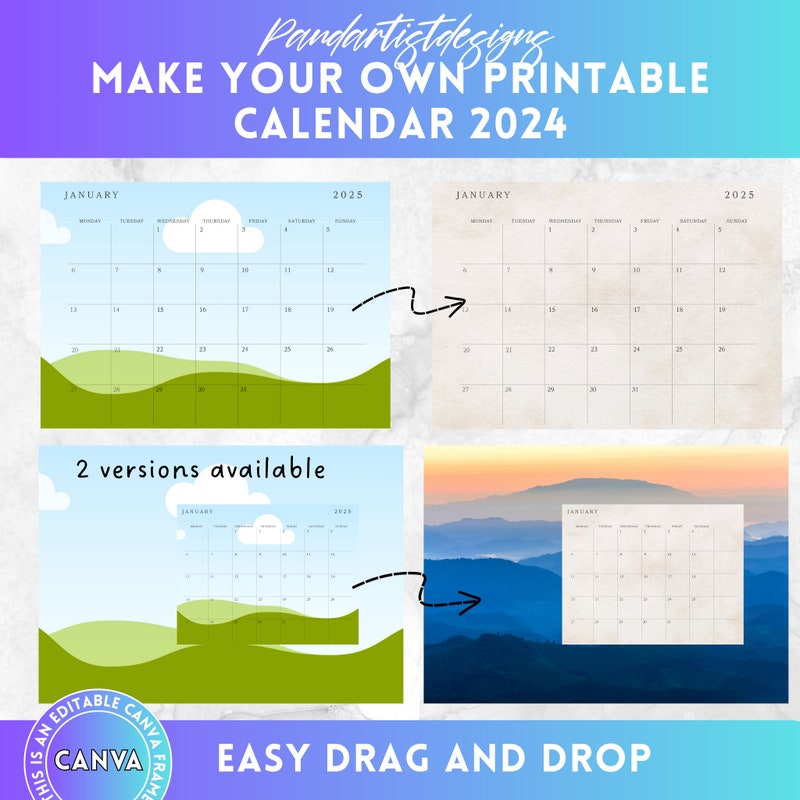 2025 Calendar With Photo Frame Etsy Australia Calendar 2025 Photo Frame