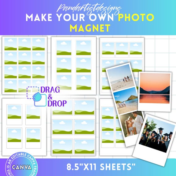 Photo Magnet Editable Canva Template Bundle, Photo Collage, Picture Collage, Drag & Drop, Birthday Gift Collage, Family Memory Storyboard