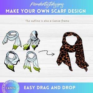 Fügen Sie Ihr eigenes Muster-Schal-Design auf CANVA mit einfachem Ziehen und Ablegen hinzu - Template Canva Frames Bundle - Sublimations-Designs erstellen - Bandana Png