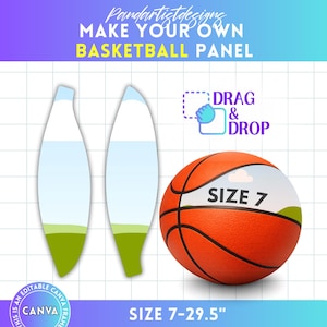 Basketball Panel Editable Template, Custom Basketball Panel, Photo Ball Wrap, Basketball Leather Canva Frame Bundle, DIY Drag and Drop