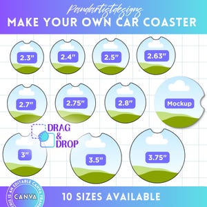 Car Coasters Editable CANVA Template, Easy Drag & Drop, Blank Car Canva Template, Sublimation Template, Car Coaster Labels, Car Cup Coaster