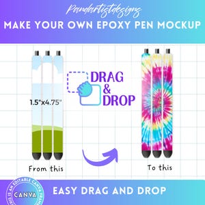 Make Your Own Small Pen Epoxy Mockup on Canva with Easy Drag and Drop 1.5"x4.75" - Editable Canva Frame Template - Digital Epoxy Pen Mock up