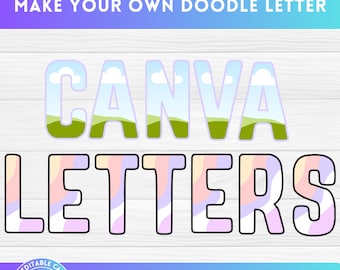 Rellena tus propias letras mayúsculas anchas con arrastrar y soltar, alfabeto rellenable PNG, marco de Canva editable, diseño de sublimación, fuente DIY