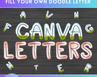 Llena tus propias letras mayúsculas Doodle en CANVA con arrastrar y soltar Alfabeto rellenable Alfabeto Fuente Letras PNG Diseño de marco de Canva editable