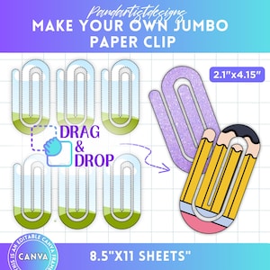 Plantilla editable de clip gigante de Canva, plantilla de marcapáginas de clip, sublimación, arrastrar y soltar, plantilla de marco imprimible de Canva, SVG DIY png