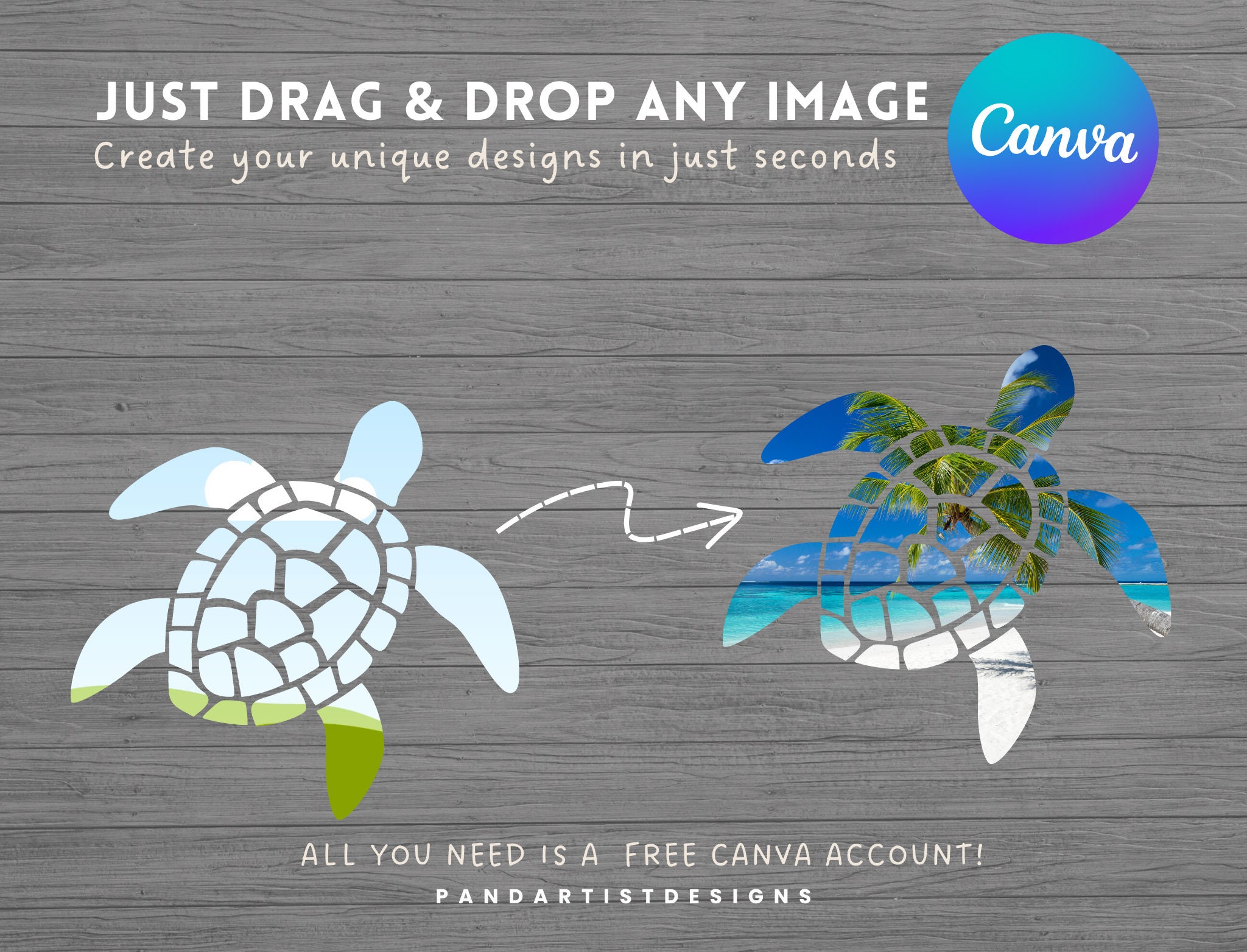 Sea Turtle Canva Frames Bundle - Make Your Own Tortoise Design - Easy ...