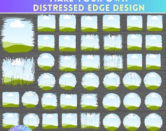 Marcos de lona con bordes desgastados y efecto blanqueador - Foto con función de arrastrar y soltar - Papel con bordes rasgados - Diseño de collage de fotos por sublimación - Grunge PNG