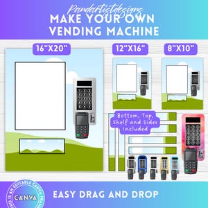 Vending Machine Editable Canva Template, Drag and Drop, Canva Frames Bundle, Payment Panel PNG, 8x10 12x16 16x20, Business Vending Machine