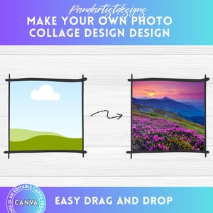 Add your Own Photo & Background on CANVA with Easy Drag and Drop - Commercial Use - Editable Canva Frames Templates - Digital Download PNG