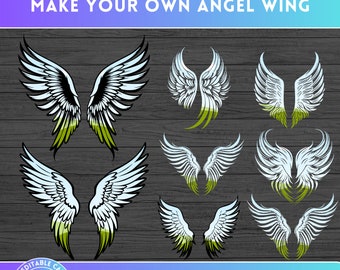 Make Your Own Wing Angel Design on CANVA - Canva Frame Bundle - Easy Drag and Drop - Digital Sublimation PNG - Heaven Ange Memorial Designs