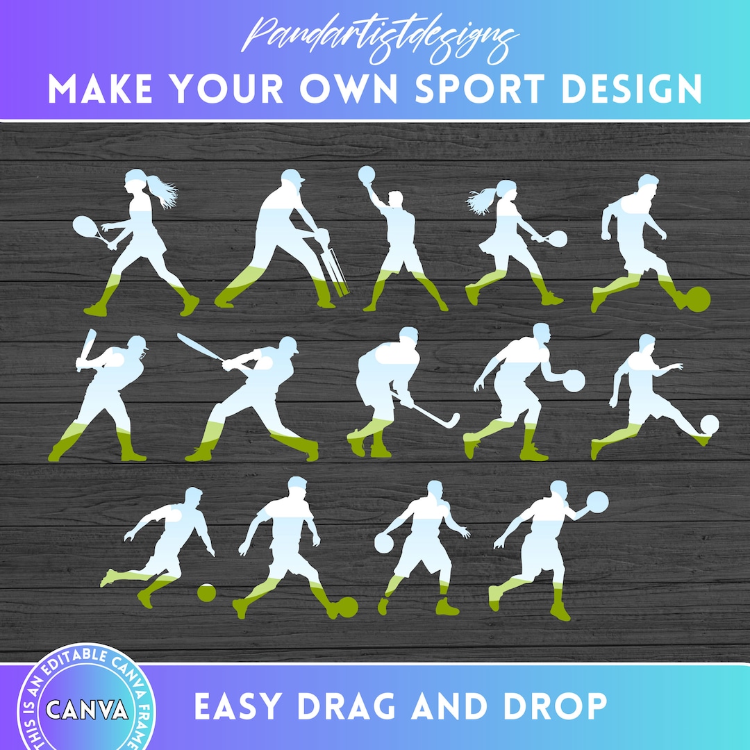 Make Your Own Sport Design - Canva Frames Bundle - Drag and Drop Photo ...