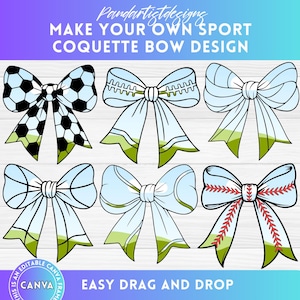 Coquette Bow Game Day Canva Frame Template, Sports Coquette Bow, Drag & Drop, Shirt Design, Baseball, Soccer, Football, Basketball, Volley