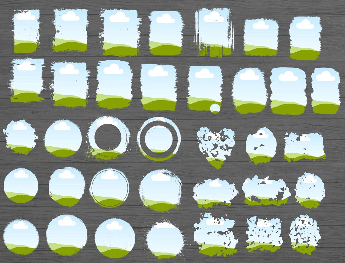 120+ Bleach Effect Distressed Edge Canva Frames Bundle - Drag & Drop ...