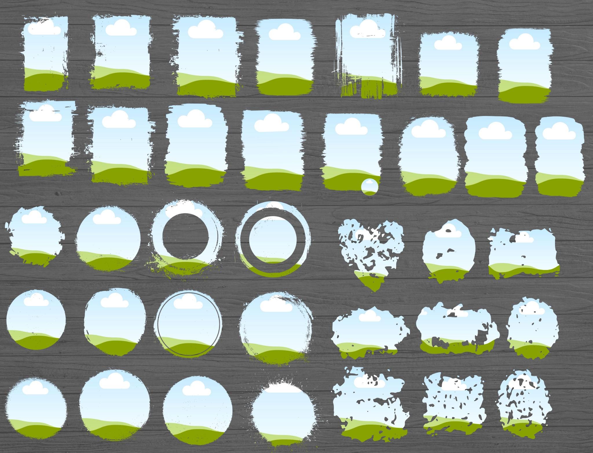 120+ Bleach Effect Distressed Edge Canva Frames Bundle - Drag & Drop ...