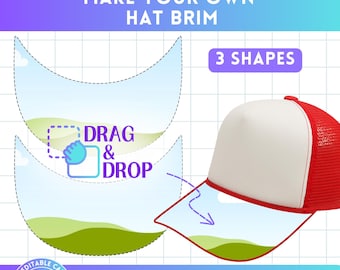Hat Brim Editable Canva Template, Blank Hat Template, Canva Frame Bundle, Easy Drag and Drop, Customizable Baseball Cap, POD Printable DIY