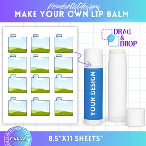 Modelo editável de rótulo para protetor labial Canva, embalagem para protetor labial, rótulo para gloss labial, rótulo para protetor labial, arrastar e soltar, moldura Canva para adesivo de protetor labial