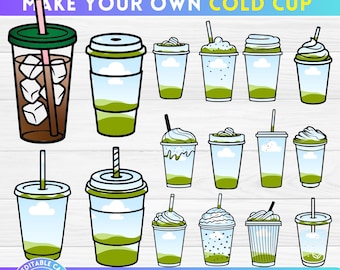 Crea tu propio diseño de tazas de café frío en CANVA - Fácil de arrastrar y soltar - Amante del café Png - Paquete de marcos de Canva - Plantilla de Canva - Taza caliente Png