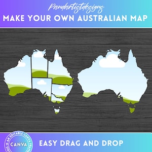 Füllen Sie Ihre eigenen 7 australische Bundesstaaten auf Canva - Australische Karte CANVA Rahmen Bundle - ziehen und ablegen - Aussies individuelle Zustandsdesigns Png