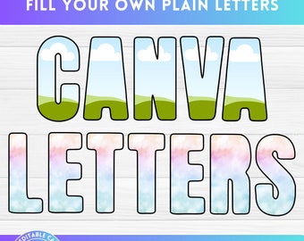 Fill your own Uppercase Letters & Number on Canva with Easy Drag and Drop - Sublimation Design Alphabet Png - Editable CANVA Frame Template