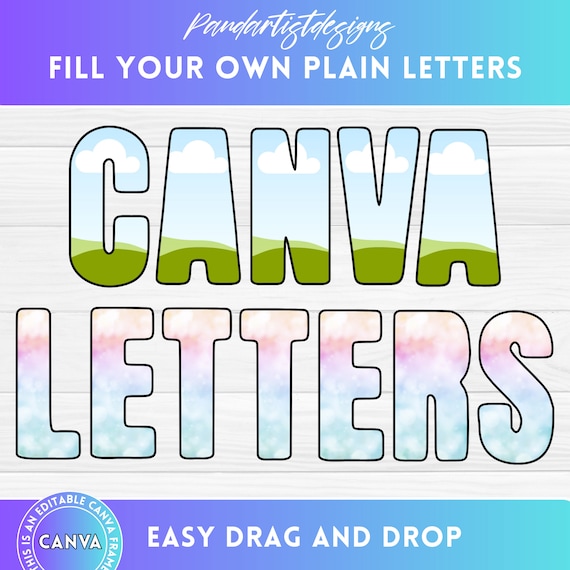 Fill your own Uppercase Letters & Number on Canva with Easy Drag and Drop - Sublimation Design Alphabet Png - Editable CANVA Frame Template