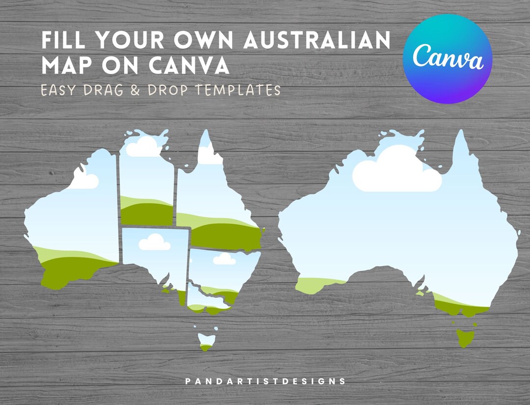 Fill Your Own 7 States of Australia on Canva Australian Map - Etsy
