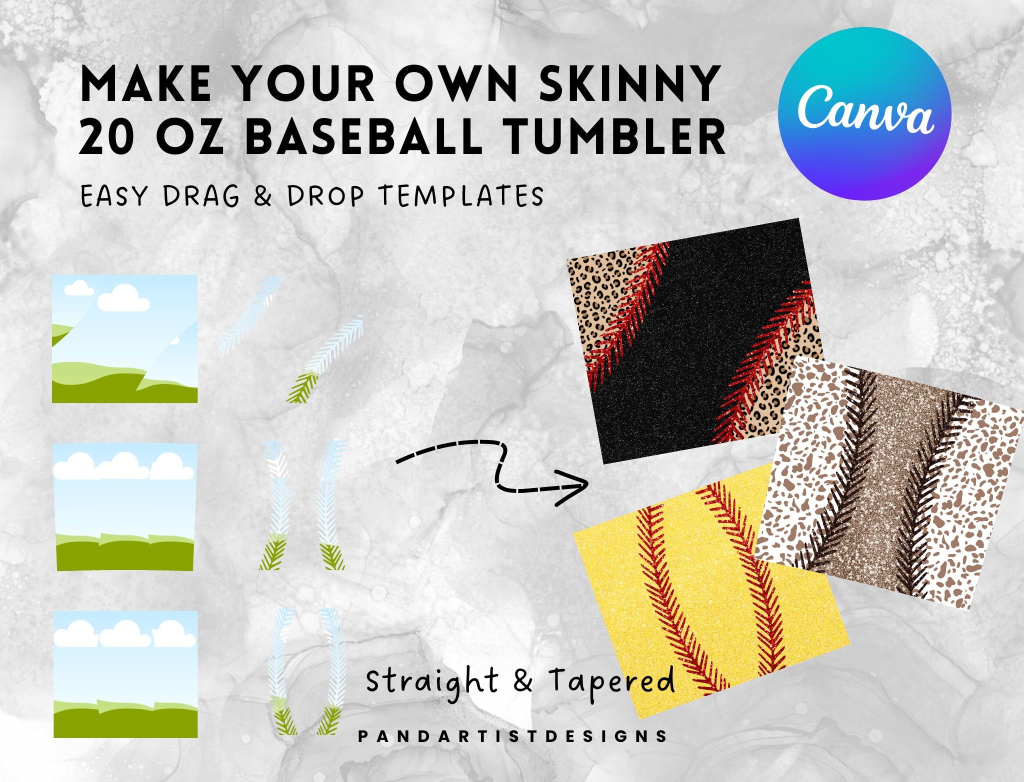 Make Your Own Baseball 20 Oz Tumbler Wraps Design on Canva 