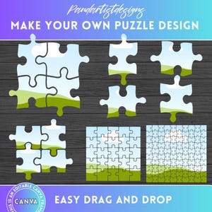 Lägg till ditt eget mönster, CANVA-pusselramar, enkel dra-och-släpp-teknik, sublimeringsdesigner och redigerbara Canva-mallelement med autism-png