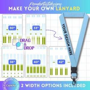 Lanyard Sublimation Template Bundle, Breakaway Lanyard Template, Canva Frame Editable Template, Sublimation Neck Lanyard svg, Drag and Drop