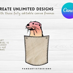 Skapa din egen skjortfickedesign på Canva - Canva Frames Bundle - Dra och släpp - Fickdjur - Fickkonturer - Kikande djur PNG bild 4