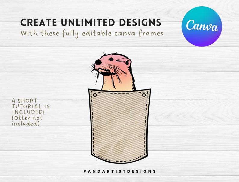 Skapa din egen skjortfickedesign på Canva - Canva Frames Bundle - Dra och släpp - Fickdjur - Fickkonturer - Kikande djur PNG bild 4