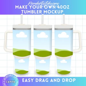 Make Your Own 40oz TUMBLER Mockup Design on CANVA, Editable Canva Frames Template - 40 oz Tumbler Top & Bottom - Drag and Drop - Sublimation