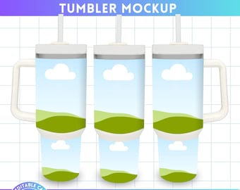 Make Your Own 40oz TUMBLER Mockup Design on CANVA, Editable Canva Frames Template - 40 oz Tumbler Top & Bottom - Drag and Drop - Sublimation