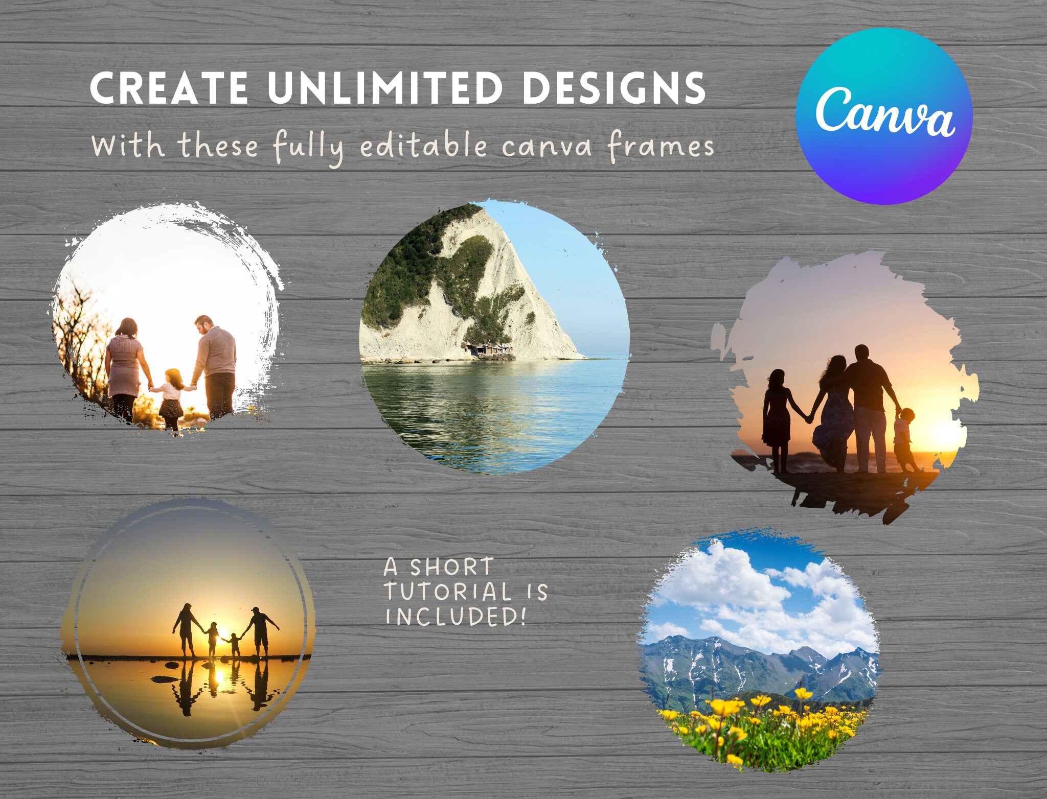 Bleach Effect Distressed Edge Canva Frames Bundle - Drag & Drop Photo ...