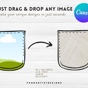 Skapa din egen skjortfickedesign på Canva - Canva Frames Bundle - Dra och släpp - Fickdjur - Fickkonturer - Kikande djur PNG bild 3
