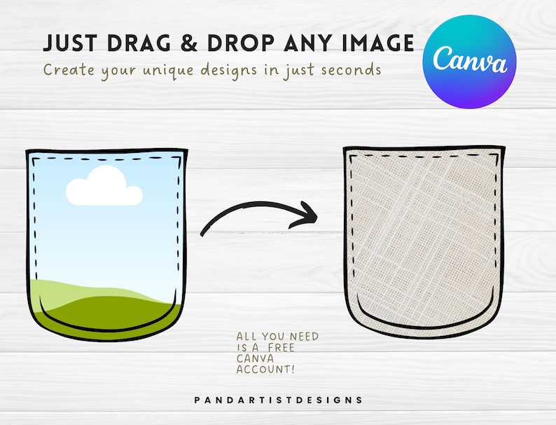 Skapa din egen skjortfickedesign på Canva - Canva Frames Bundle - Dra och släpp - Fickdjur - Fickkonturer - Kikande djur PNG bild 3