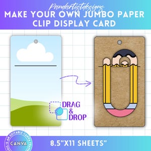 Modelo de cartão de exibição de clipe de papel Jumbo editável do Canva, modelo de marcador, sublimação, fácil de arrastar e soltar, moldura Canva para impressão, svg faça você mesmo png