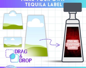 Tequila Label Editable Canva Template for 750ml Bottle, Canva Frame Bundle, Drag and Drop, Birthday, Graduation, Wedding