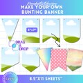 Bunting Banner Bundle Editable Canva Template, Flag Banners Canva Frames, Printable Birthday Garland, Drag & Drop, Blank Template, Wedding