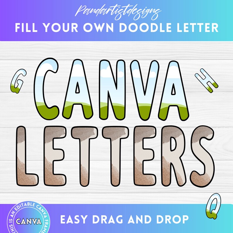 Fill Your Own Uppercase Doodle Letters on CANVA With Easy Drag and Drop ...